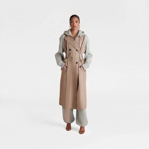 KBB by KAHLANA Women's 'The Sweatshirt
Trench Coat' - Khaki/Heather Gray M